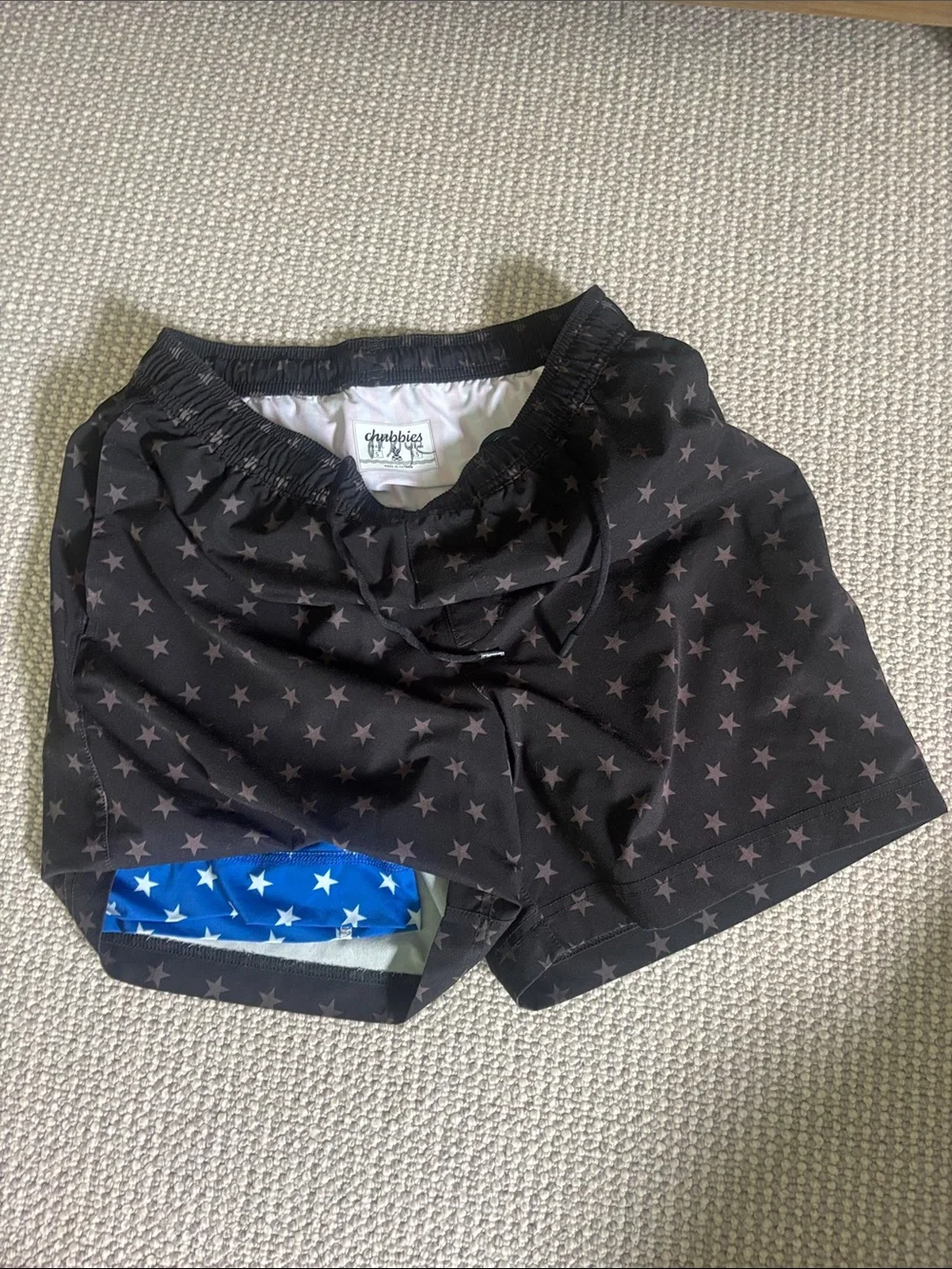 chubbies Black Star-Print Lined Athletic Shorts
